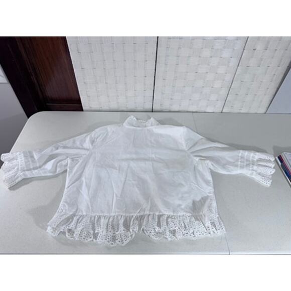 "Vicki Wayne" White Eyelet Cover Up,Cotton,Cottage Core,SZ M, 3/4 Sleeves,Purity - Picture 10 of 11